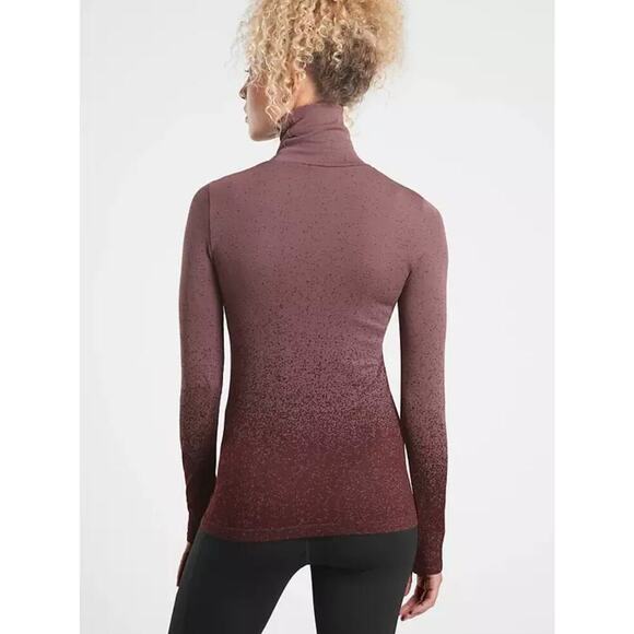 Athleta Flurry Blizzard Gradient Turtleneck Sweater Top Purple Size Small Ribbed - Picture 2 of 10